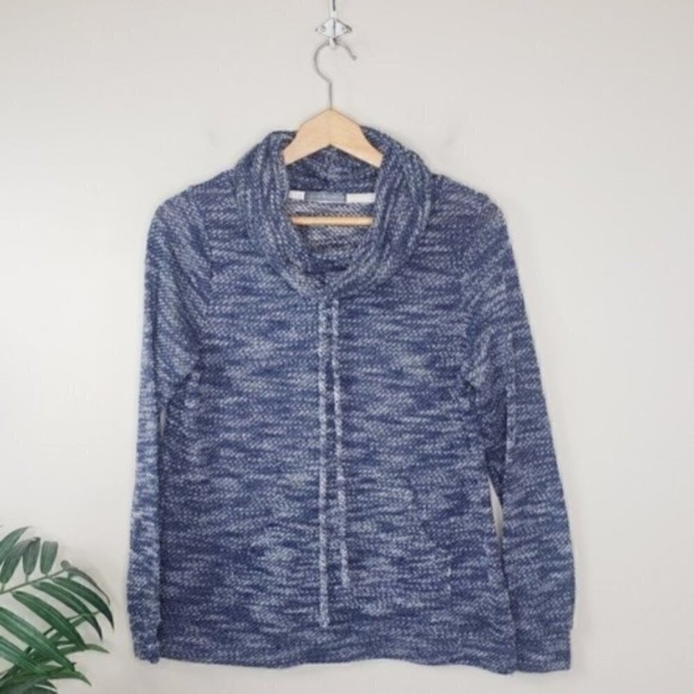 Loveappella Navy Marled Cowl Neck Sweater Size Medium Neutral Weekend Casual